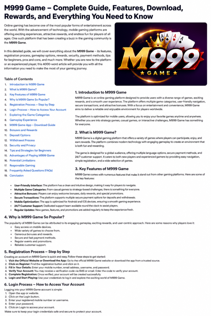 M999 Game